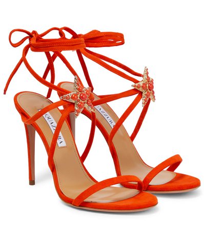 Aquazzura - Seastar 105 embellished suede sandals | Mytheresa