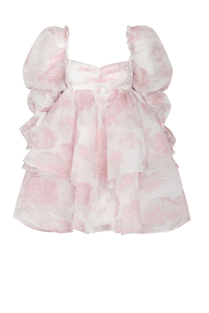 Pink and White floral princess puff tulle dress