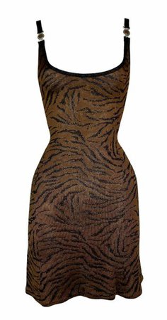 1996 Gianni Versace Tiger Knit Bodycon Mini Dress | My Haute Wardrobe