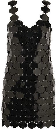 Embellished Metallic Mini Dress - Black