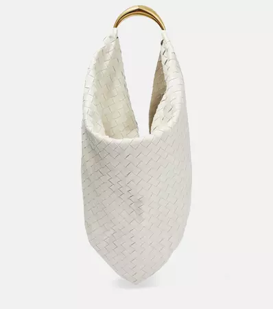 Foulard Intrecciato Leather Shoulder Bag in White - Bottega Veneta | Mytheresa