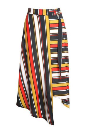 Woven Contrast Stripe Midi Skirt | Boohoo