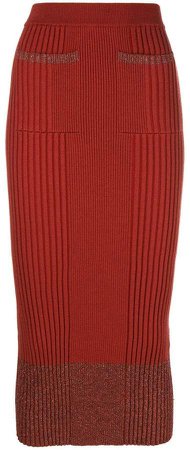 lurex knit ribbed skirt