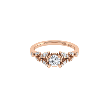 Gabriel NY Vintage 14k Rose Gold Round Straight Diamond Engagement Ring by Gabriel NY - Emerald Lady Jewelry
