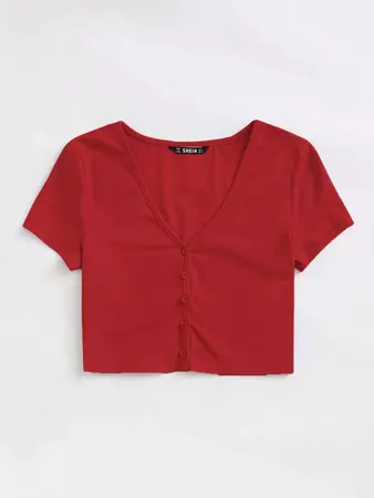 SHEIN EZwear Buttoned Front Crop Top | SHEIN USA