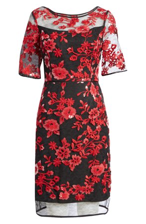 Shani Sequin Floral Embroidered Sheath Dress