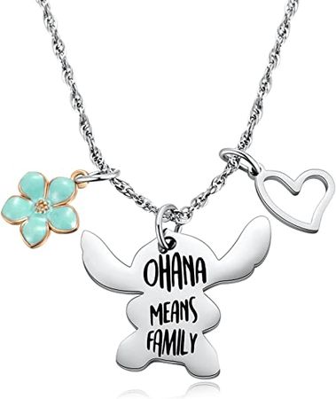 Amazon.com: Ralukiia Ohana Means Family Necklace Stitch Necklaces Jewelry Gifts for Girls Lilo Fans: Clothing, Shoes & Jewelry