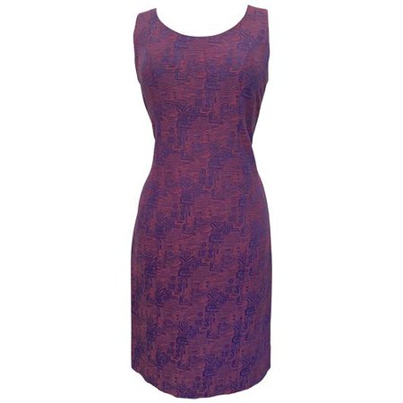 Abstract textured jacquard purple vintage 1960s dress – Candy Says Vintage Clothing UK