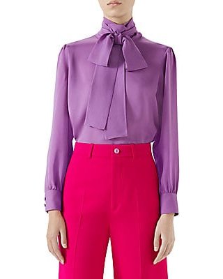 purple silk blouse