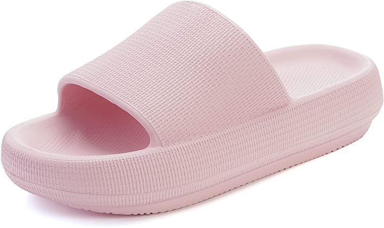 Amazon.com | BRONAX Cloud Slippers for Women and Men | Pillow Slippers Bathroom Sandals | Extremely Comfy | Cushioned Thick Sole 35-36 Pink | Slippers