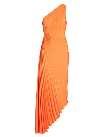 A.L.C. Delfina One-Shoulder Plissé Maxi Dress | INTERMIX®