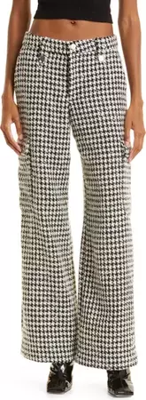 ROTATE Houndstooth Sequin Wide Leg Pants | Nordstrom