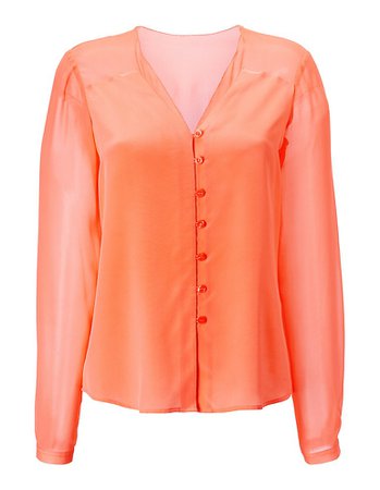 Silk blouse, mandarin, orange | MADELEINE Fashion