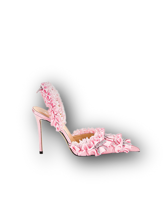 pink frilly ruffled high heels shoes