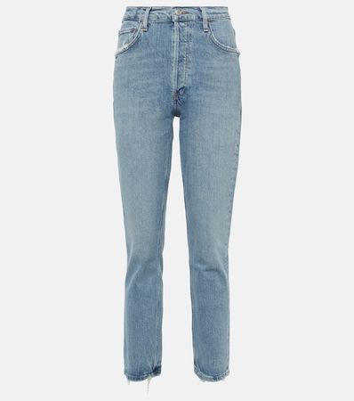 Riley High Rise Straight Jeans in Blue - Agolde | Mytheresa