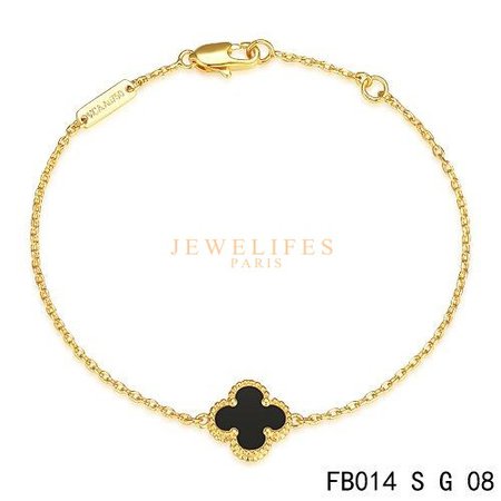 Van Cleef & Arpels Black Onyx Sweet Alhambra Bracelet | Top Brand 18K Gold Jewelry Replica Cartier Jewelry, Fake Van Cleef & Arpels Jewelry and Hermes Jewelry Knockoffs Sale Worldwide