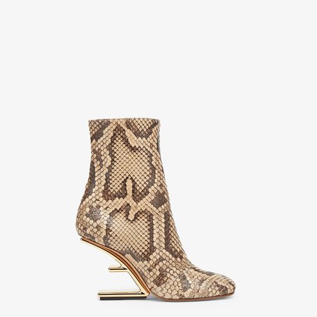 Beige python leather high-heeled boots - FENDI FIRST | Fendi