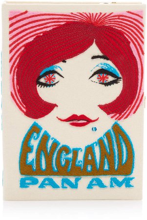 Olympia Le-Tan England Pan Am Embroidered Canvas Clutch