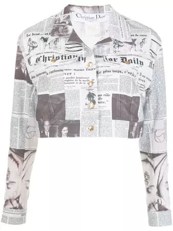 Christian Dior 2000 pre-owned newspaper-print Jacket - Farfetch