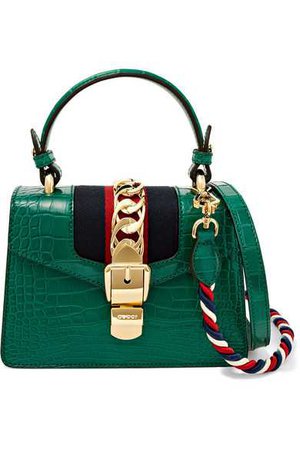 Gucci | Sylvie mini chain-embellished alligator shoulder bag | NET-A-PORTER.COM