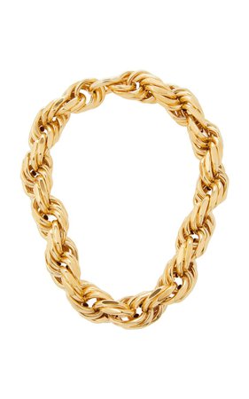 Bottega Veneta Gold-Plated Silver Woven Rope Necklace
