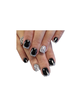 black silver nails manicure