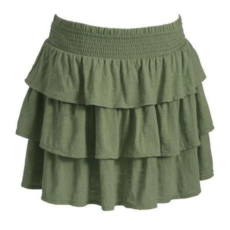 green tiered skirt