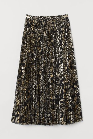 Pleated Skirt - Black/gold-colored pattern - | H&M US