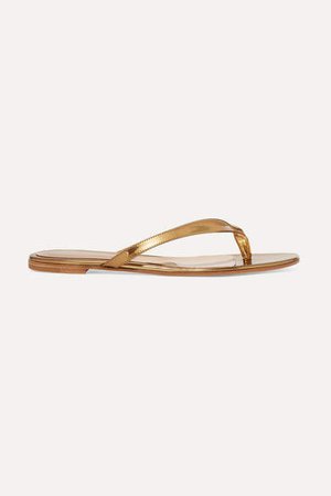 Mirrored-leather Sandals - Gold