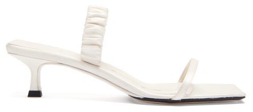 Georgia Ruched Satin Sandals - White