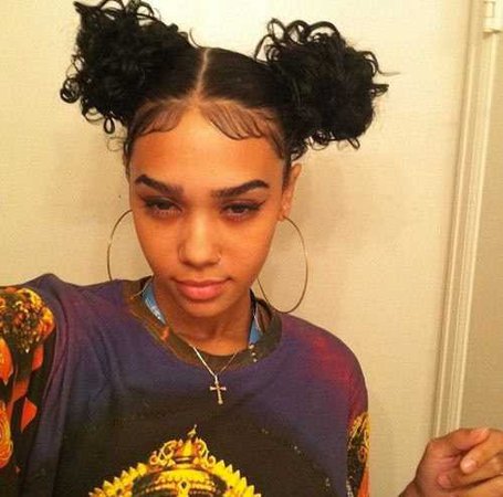 Double buns hairstyle with hair edges