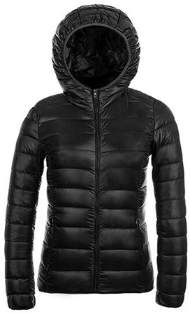 Ake Women's Packable Hooded Winter Outwear Puffer Down Jacket -Black: Amazon.ca: Clothing & Accessories