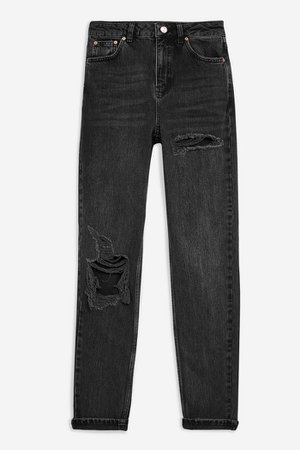 Washed Black Willow Rip Mom Jeans | Topshop