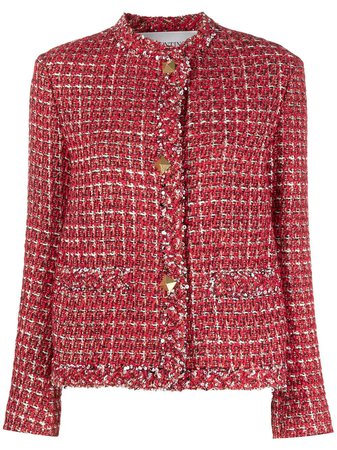 Shop red & black Valentino sequin-detail tweed jacket with Express Delivery - Farfetch