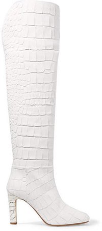 Gabriela Hearst - Linda Croc-effect Leather Over-the-knee Boots - White