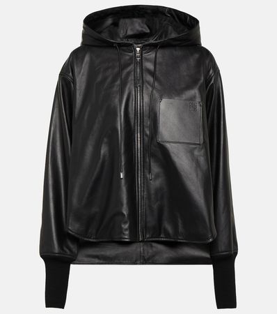 Hooded Leather Jacket in Black - Loewe | Mytheresa