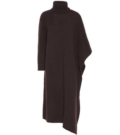 Ribbed cashmere poncho
