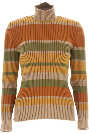 Alberta Ferretti | Orange Striped Turtleneck Sweater