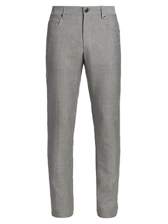 Shop Corneliani Wool & Linen Trouser Pants | Saks Fifth Avenue