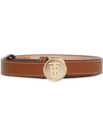 Brown Burberry Monogram Motif Leather Belt For Women | Farfetch.com