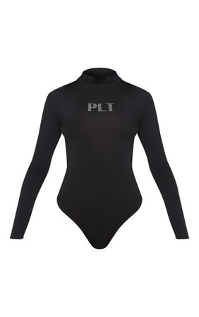 PLT Black Diamante High Neck Bodysuit - PLT Collection - Shop By.. | PrettyLittleThing USA