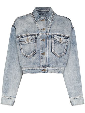 Shop Isabel Marant Étoile Tadia cropped denim jacket with Express Delivery - FARFETCH