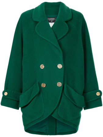 Chanel Vintage Chanel Vintage - Oversized Double-Breasted Coat - Women - Wool/Alpaca/Silk - 38 - Green from Farfetch | the urge