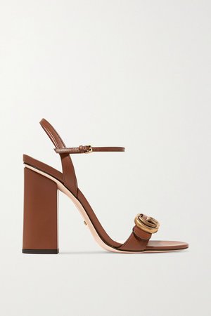 Tan Marmont logo-embellished leather sandals | Gucci | NET-A-PORTER