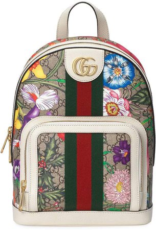 flora print monogram backpack