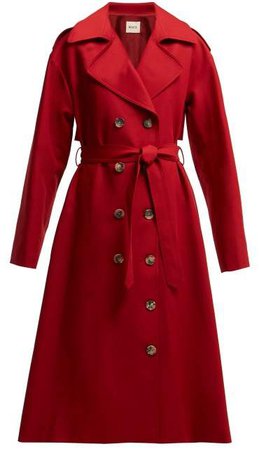 Khaite - Lauren Cotton Twill Trench Coat - Womens - Red