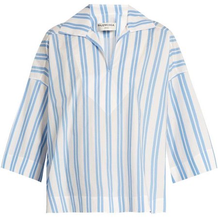 Balenciaga Striped V-neck cotton blouse (€550)