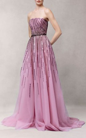 Sequin-Embroidered Tulle Gown By Pamella Roland | Moda Operandi