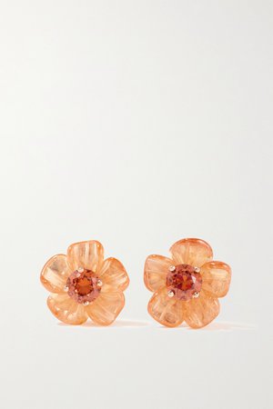 Rose gold Tropical Flower 18-karat rose gold garnet earrings | Irene Neuwirth | NET-A-PORTER