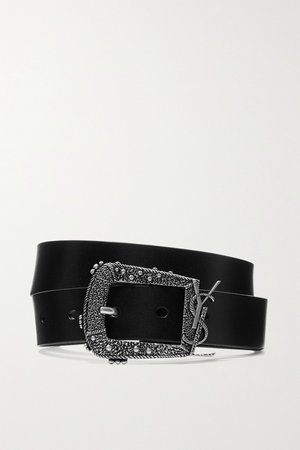 Black Textured-leather belt | SAINT LAURENT | NET-A-PORTER